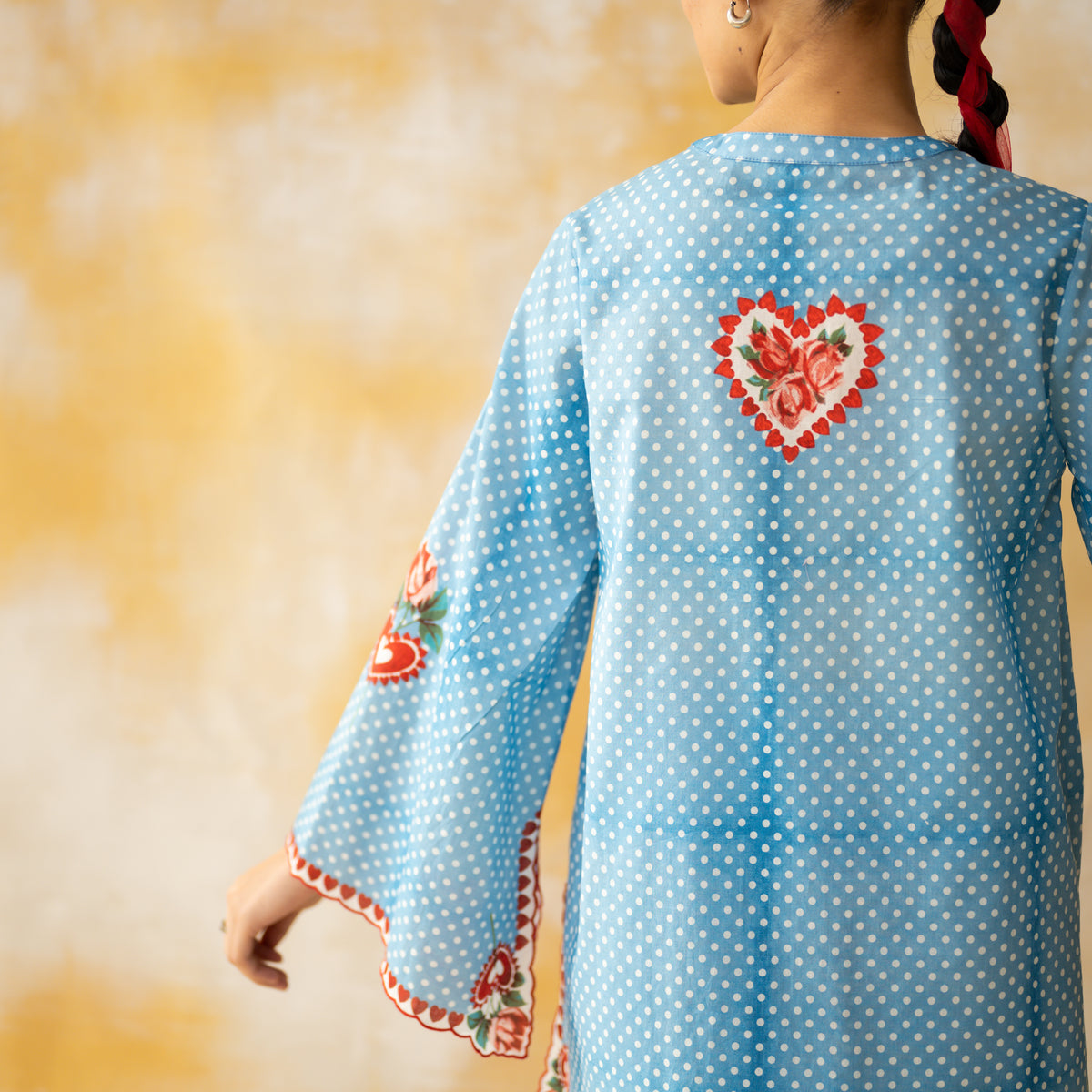 Chameli Mulmul Cotton Farshi Set - Azure