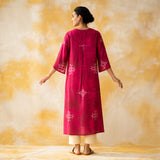 Noora Hand Embroidered Modal Kurta - Magenta