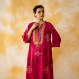 Noora Hand Embroidered Modal Kurta - Magenta