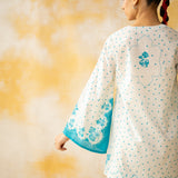 Senorita Hand Embroidered Mulmul Cotton Farshi Set - Phirozi