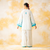 Senorita Hand Embroidered Mulmul Cotton Farshi Set - Phirozi