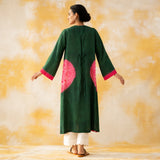 Pitaara Hand Embroidered Modal Kurta - Forest Green