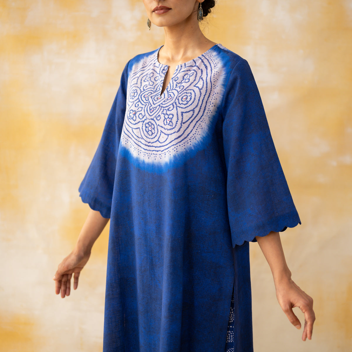Vamika Hand Embroidered Slub Cotton Kurta Set - Royal Blue