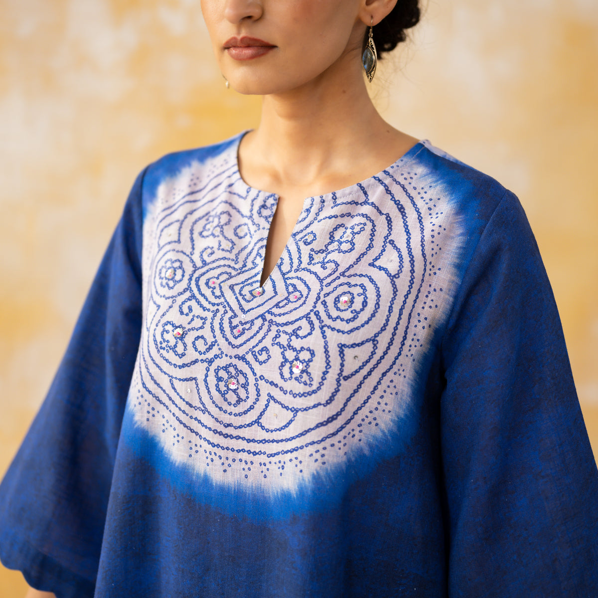 Vamika Hand Embroidered Slub Cotton Kurta Set - Royal Blue