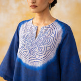 Vamika Hand Embroidered Slub Cotton Kurta Set - Royal Blue