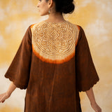 Vamika Hand Embroidered Slub Cotton Kurta Set - Hazelnut Brown