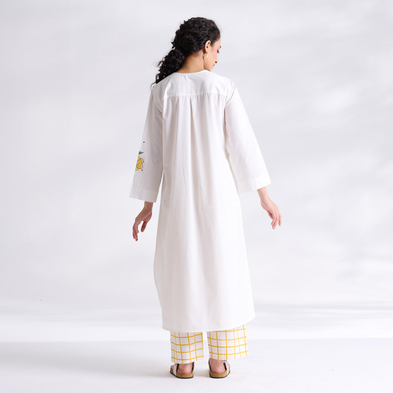 Anaar Patchwork Cotton Kurta Set - Yellow