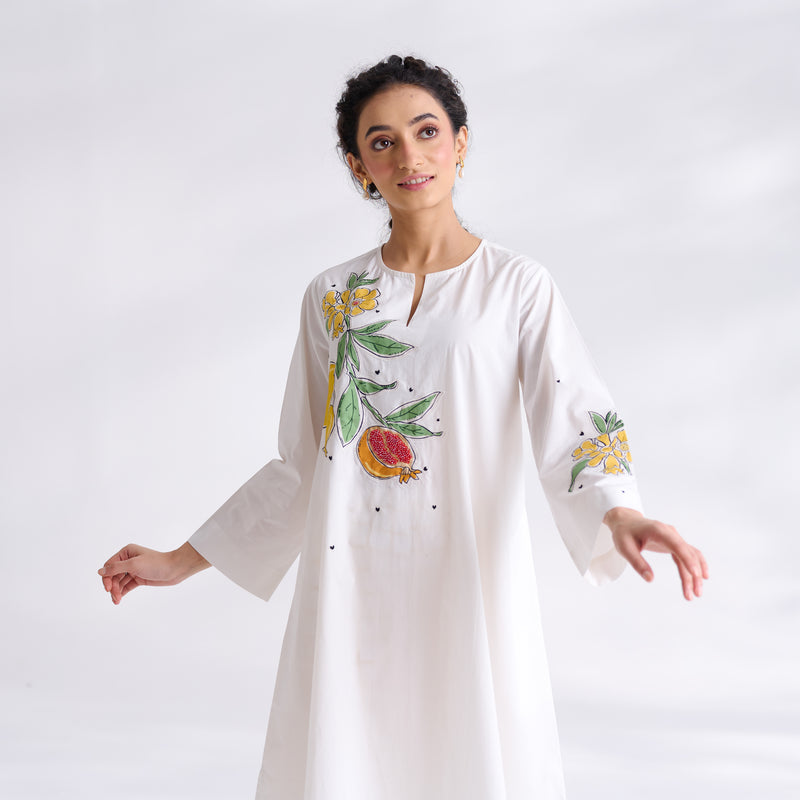Anaar Patchwork Cotton Kurta Set - Yellow
