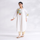 Anaar Patchwork Cotton Kurta Set - Yellow