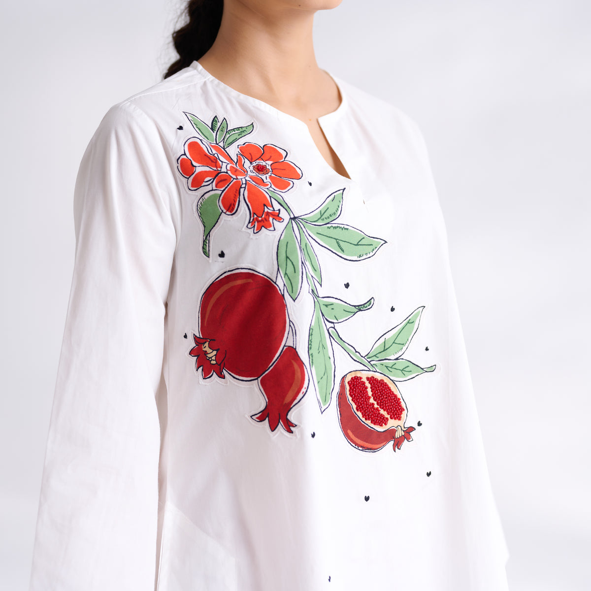 Anaar Patchwork Cotton Kurta Set - Red