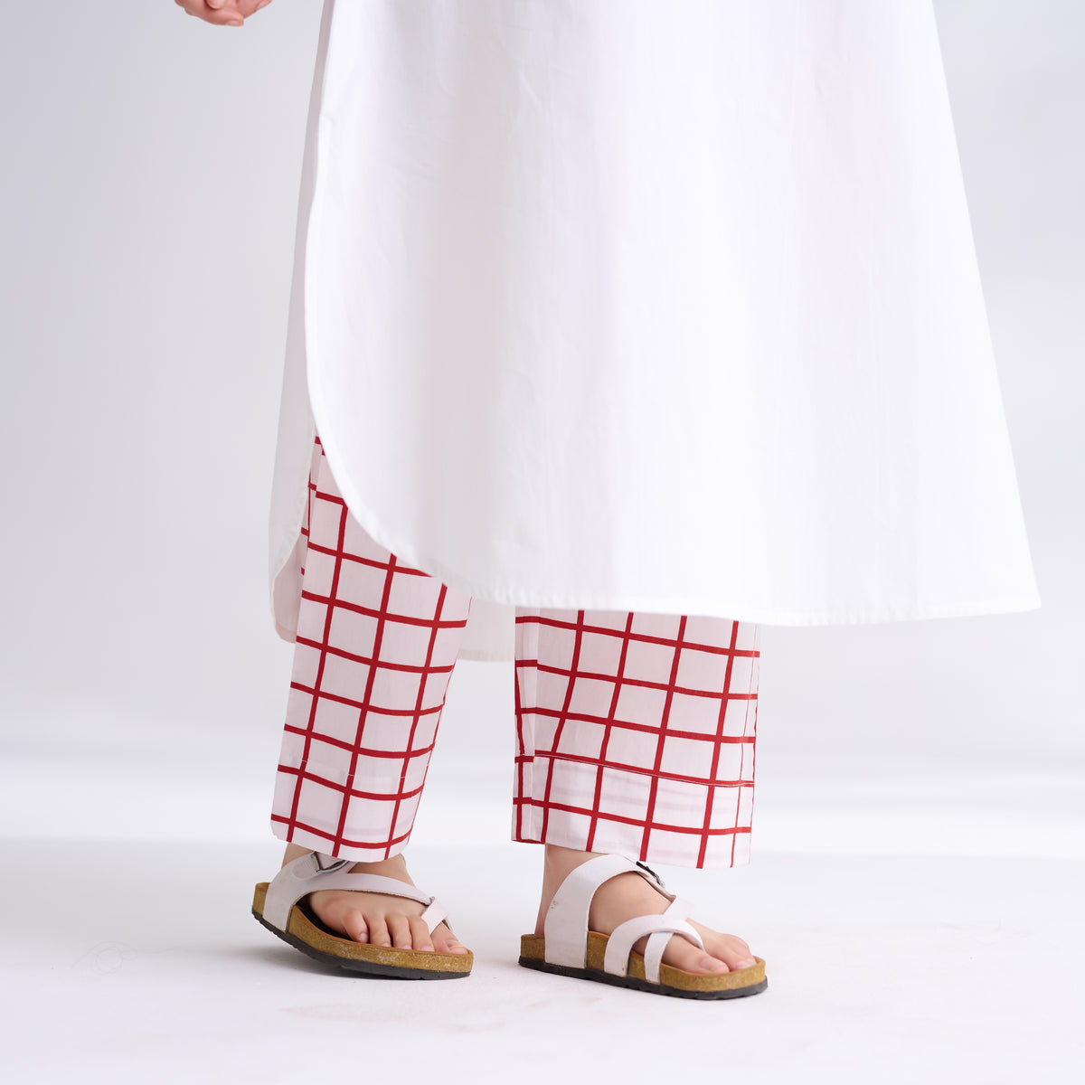 Anaar Patchwork Cotton Kurta Set - Red