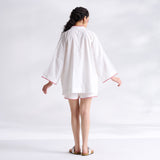 Petals on Cloud Embroidered Co-ord Set - Coral