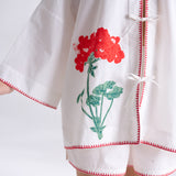 Petals on Cloud Embroidered Co-ord Set - Coral