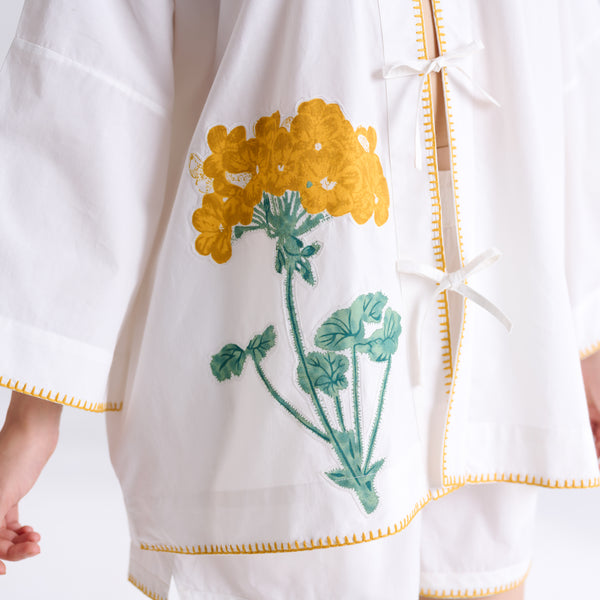 Petals on Cloud Embroidered Co-ord Set - Yellow