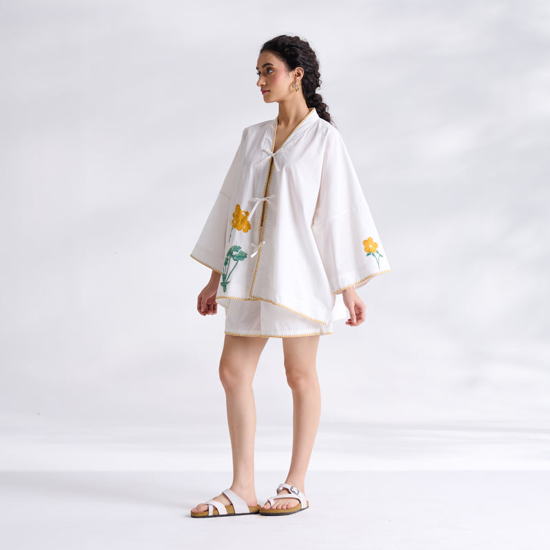 Petals on Cloud Embroidered Co-ord Set - Yellow