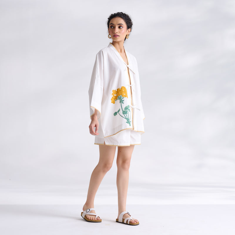 Petals on Cloud Embroidered Co-ord Set - Yellow