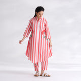 Wildflower Embroidered Cotton Kurta Set - Coral