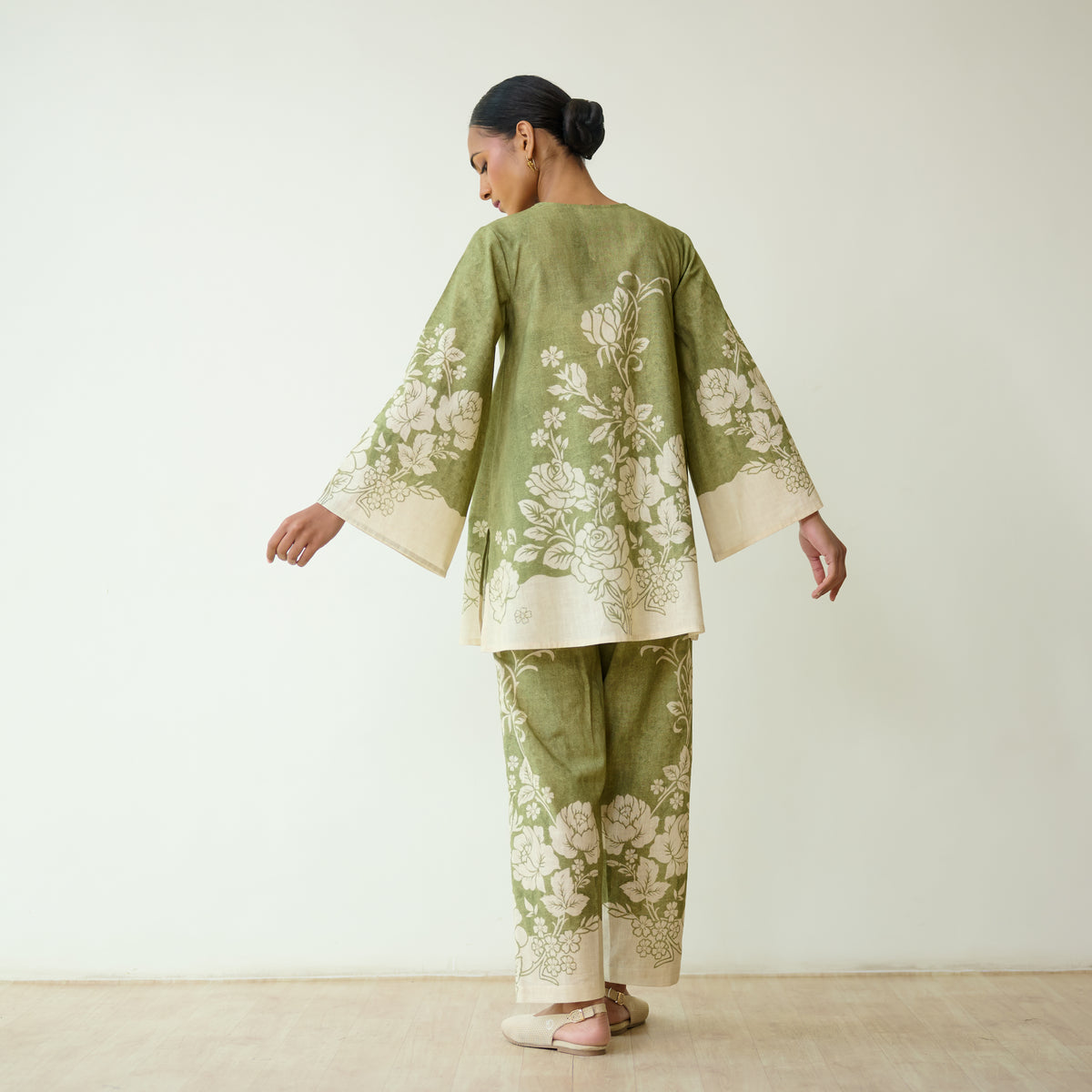 Bellflower Slub Cotton Coord Set - Spinach Green