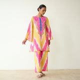 Malti Slub Cotton Coord Set - Turmeric & Candy Pink