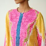 Malti Slub Cotton Coord Set - Turmeric & Candy Pink