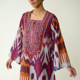 Ruby Hand Embroidered Slub Cotton Coord Set - Multicolour