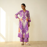 Maayra Slub Cotton Kurta Set - Purple