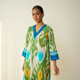 Maayra Slub Cotton Kurta Set - Parrot Green