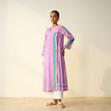 Tie Me Up Overlap Slub Cotton Kurta - Dusty Pink