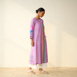 Tie Me Up Overlap Slub Cotton Kurta - Dusty Pink