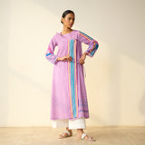 Tie Me Up Overlap Slub Cotton Kurta - Dusty Pink