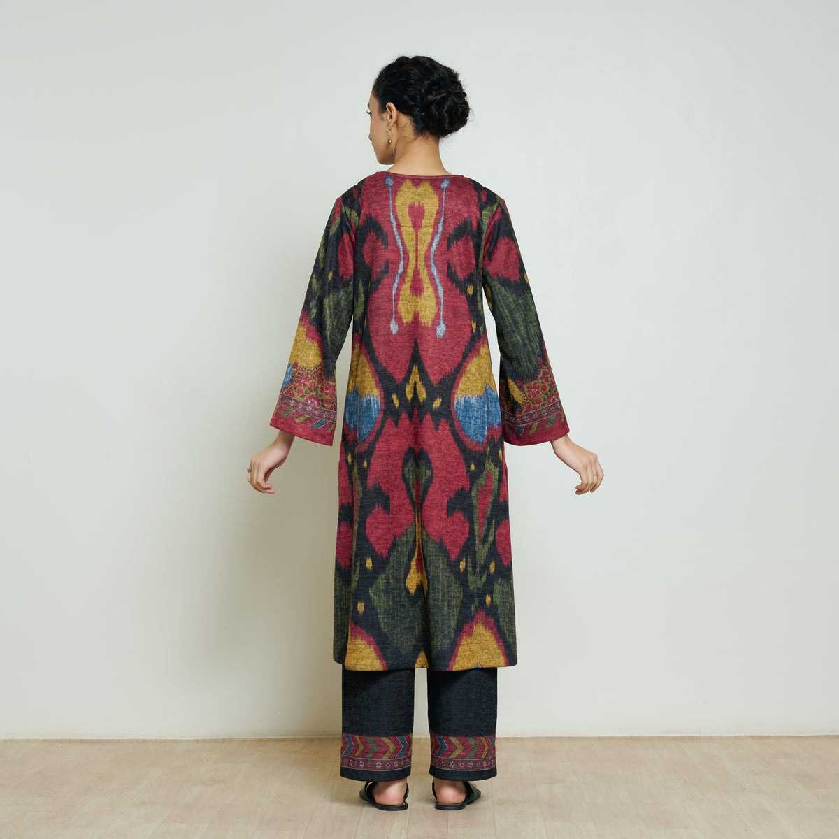 Moonara Hand Embroidered Woollen Kurta - Black