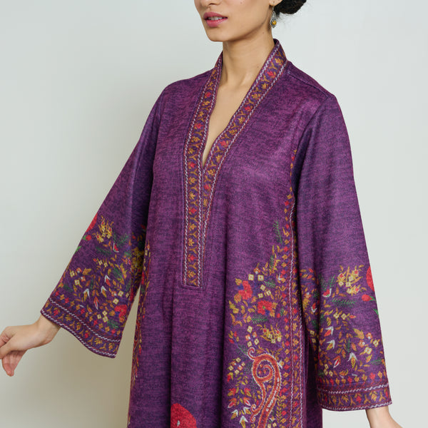 Gulmohar Woollen Kurta Set - Violet