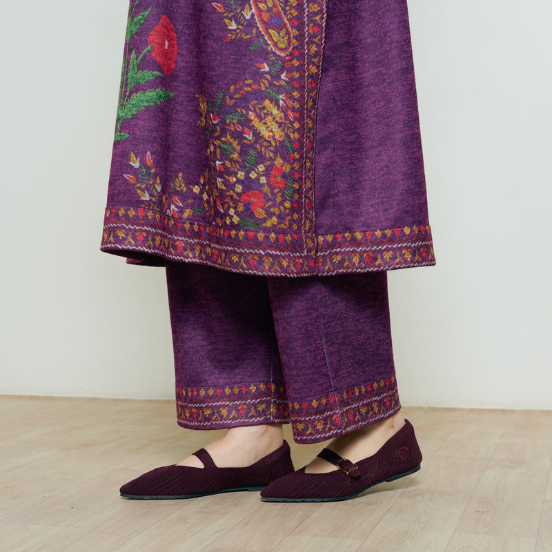 Gulmohar Woollen Kurta Set - Violet