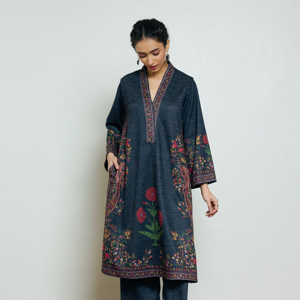 Gulmohar Woollen Kurta - Charcoal