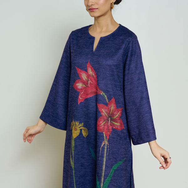 Burans Woollen Kurta Set - Navy Blue