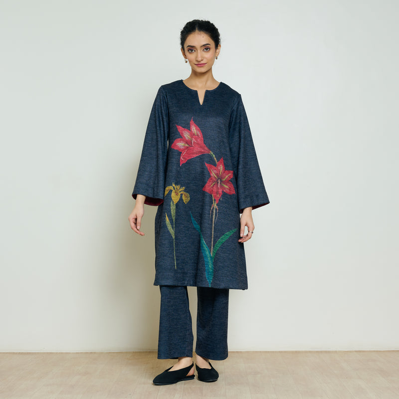 Burans Woollen Kurta Set - Charcoal