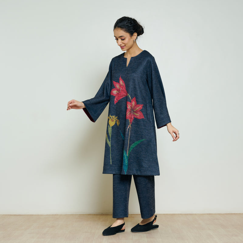 Burans Woollen Kurta Set - Charcoal