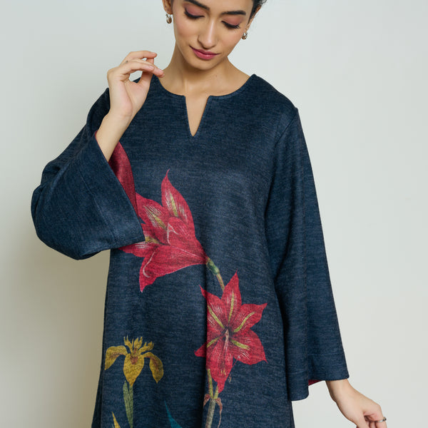 Burans Woollen Kurta Set - Charcoal