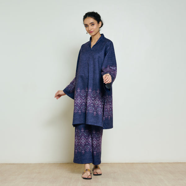 Snowflower Woollen Kurta - Violet