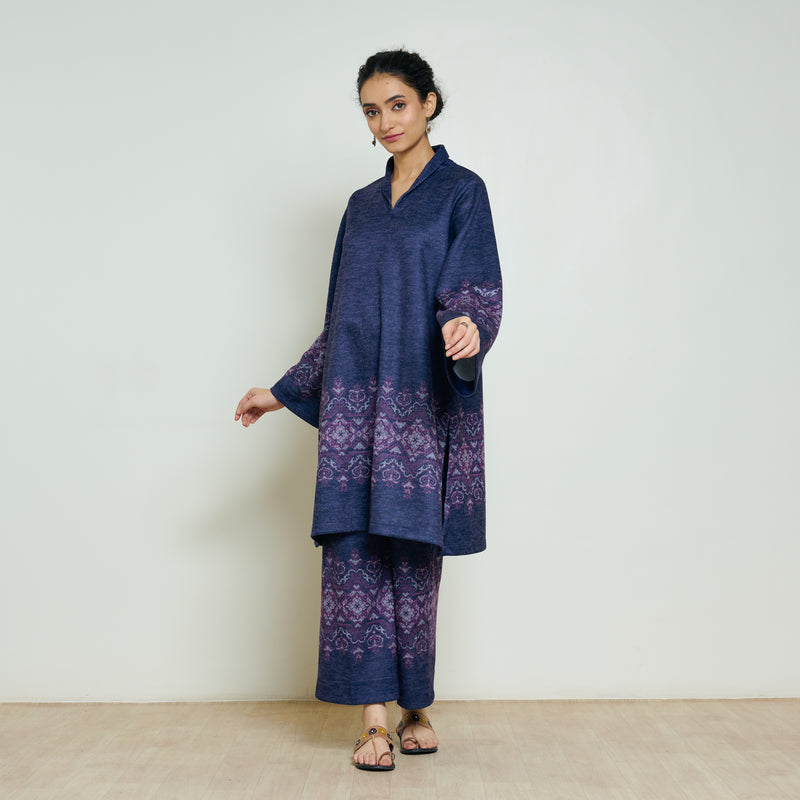 Snowflower Woollen Kurta - Violet