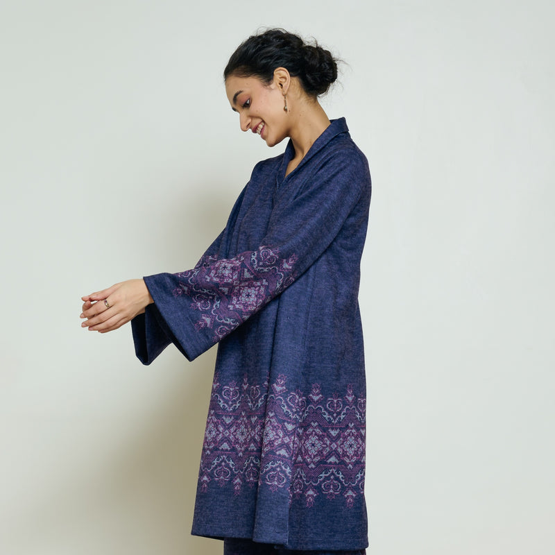 Snowflower Woollen Kurta - Violet
