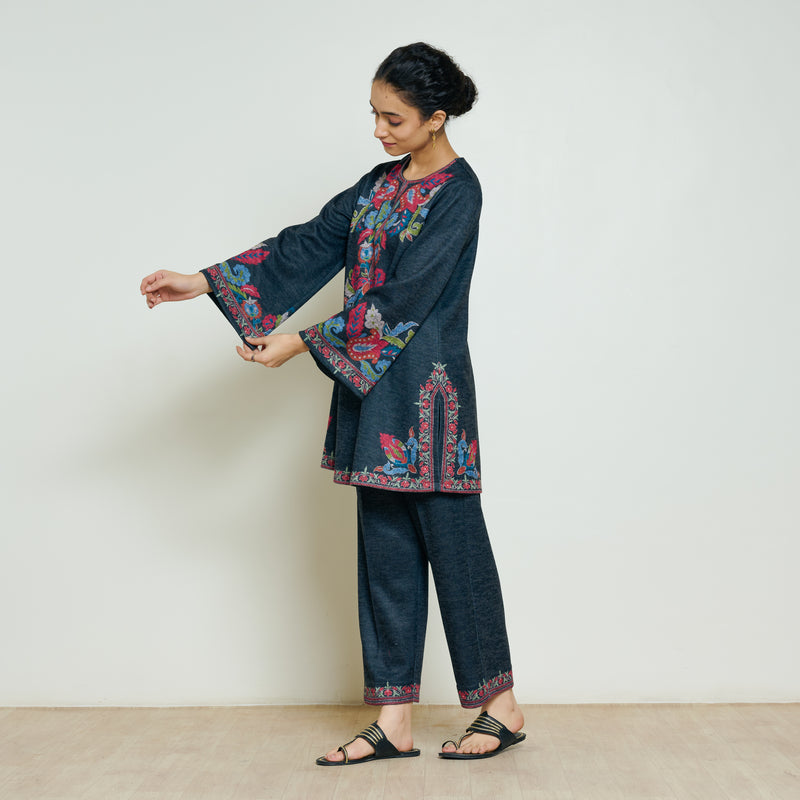 Kashmira Woollen Coord Set - Charcoal