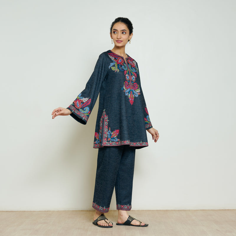 Kashmira Woollen Coord Set - Charcoal
