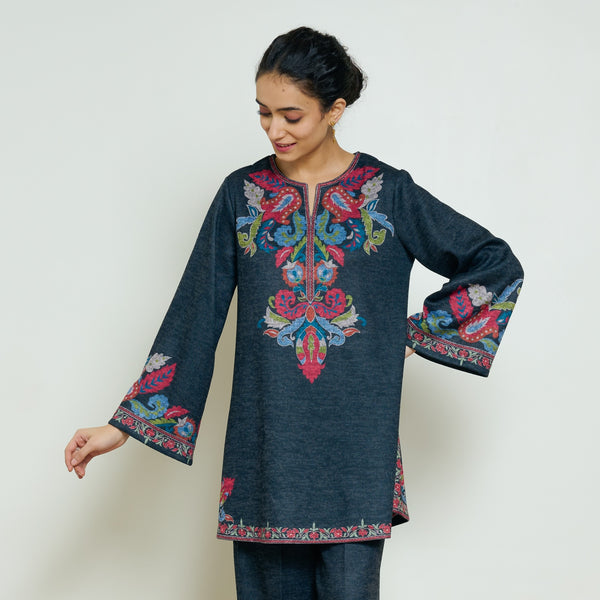 Kashmira Woollen Kurta - Charcoal