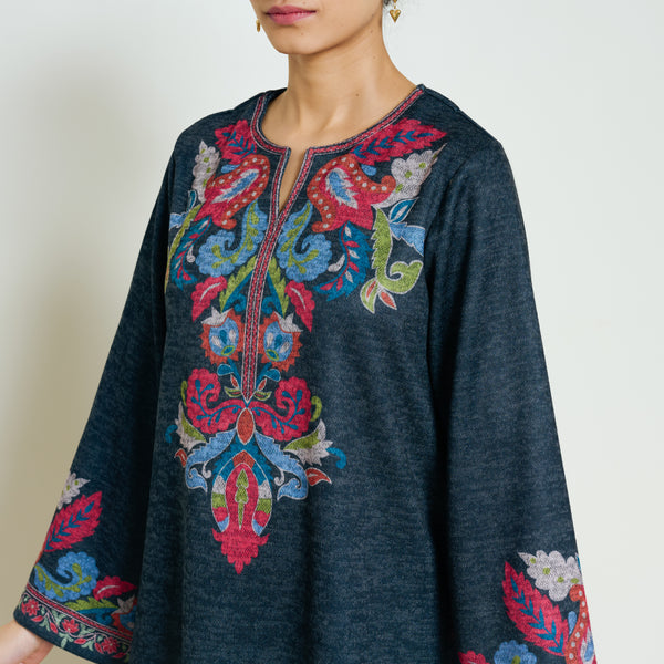 Kashmira Woollen Kurta - Charcoal