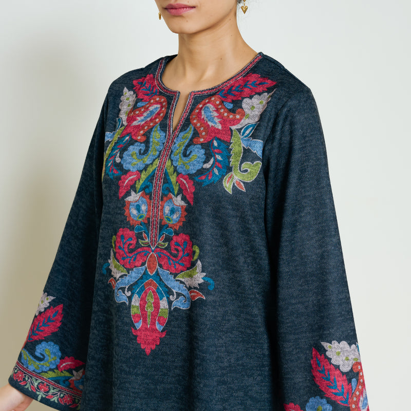 Kashmira Woollen Kurta - Charcoal