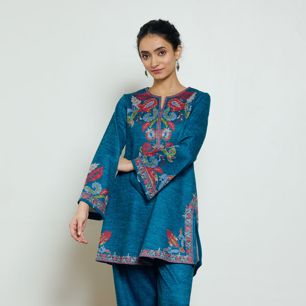 Kashmira Woollen Kurta - Transformative Teal