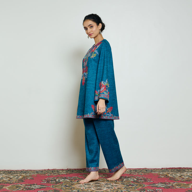 Kashmira Woollen Coord Set - Transformative Teal