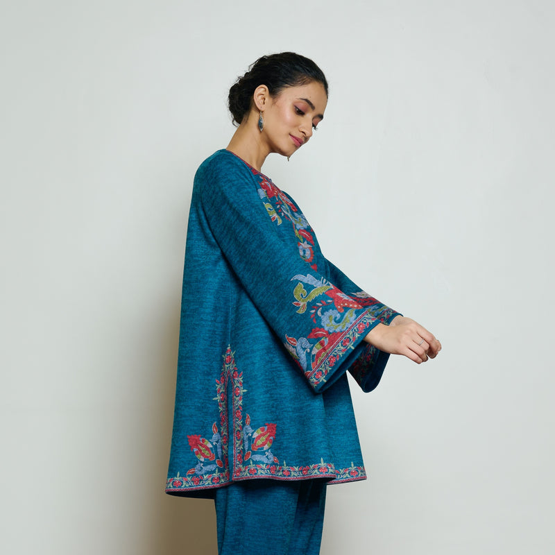 Kashmira Woollen Kurta - Transformative Teal