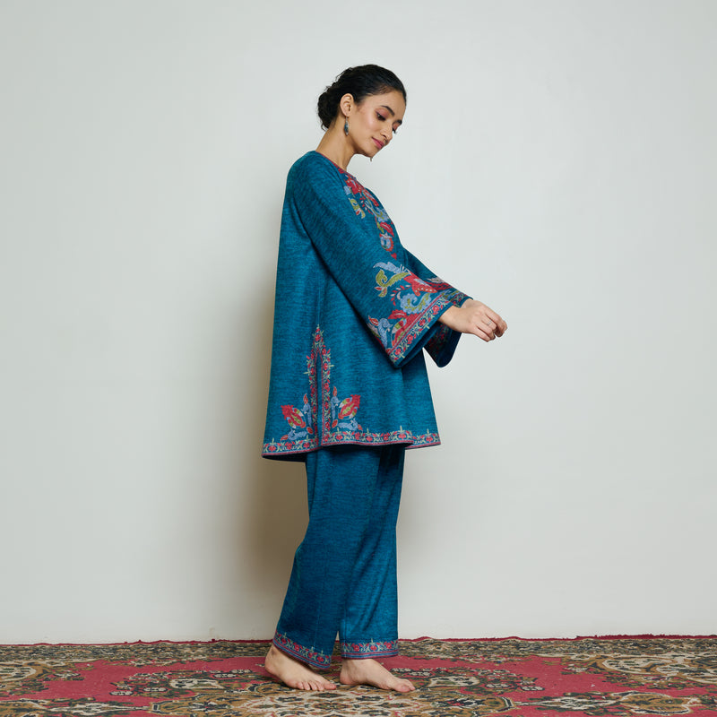 Kashmira Woollen Coord Set - Transformative Teal
